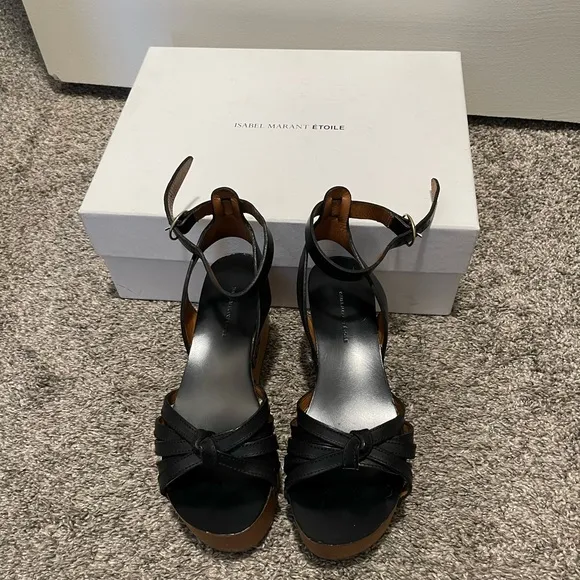 Isabel Marant Etoile Wooden Wedge Sandals.