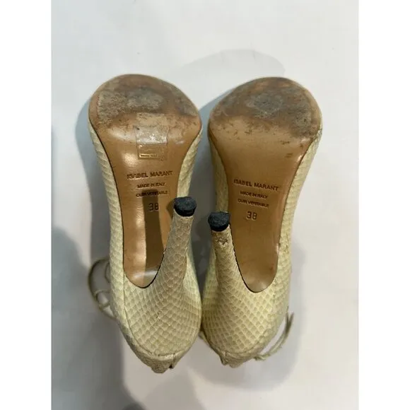 Isabel Marant Lelie Snake Skin Sandals in Cream