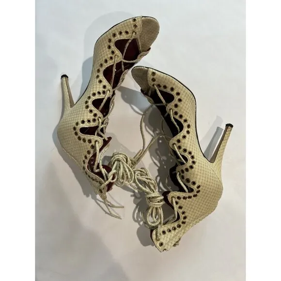 Isabel Marant Lelie Snake Skin Sandals in Cream