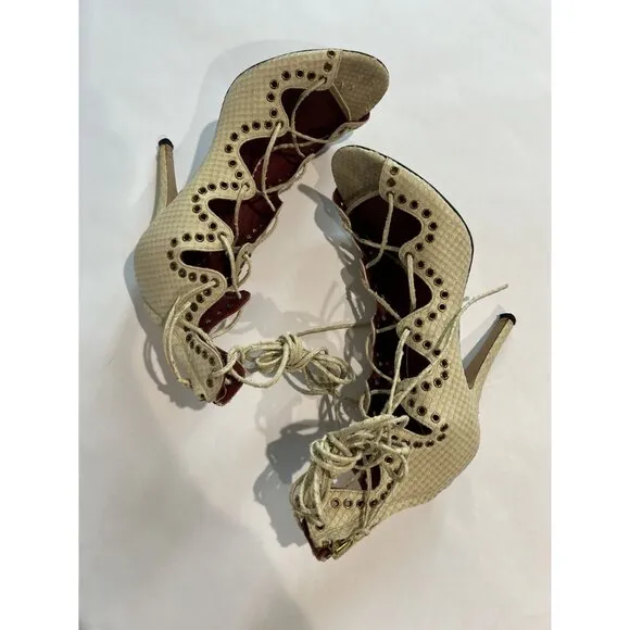 Isabel Marant Lelie Snake Skin Sandals in Cream