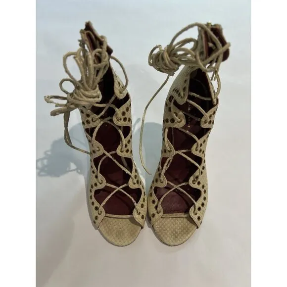 Isabel Marant Lelie Snake Skin Sandals in Cream