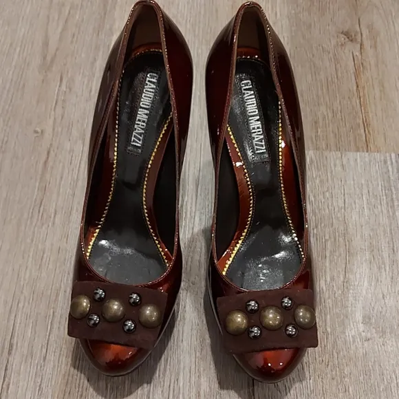 Italian Patent Leather Burgundy Pumps