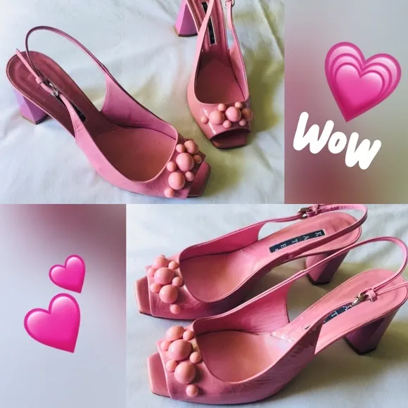 Italian Pink KATE Gorgeous Valentine Block Heel