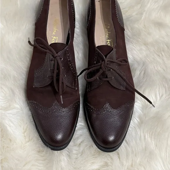 Italian Salvatore Ferragamo Ferrara Brown Oxford Loafers Shoes Wingtip 11 2AA