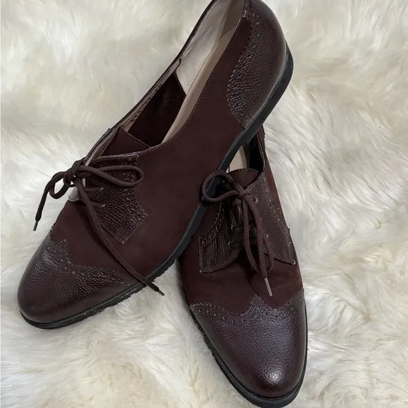 Italian Salvatore Ferragamo Ferrara Brown Oxford Loafers Shoes Wingtip 11 2AA