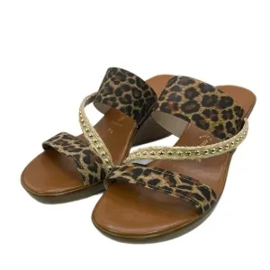 Italian Shoemakers | Adesso Brown &amp; Leopard Print Wedge Open Toe Sandals