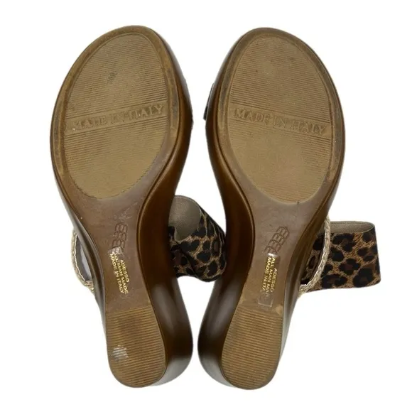 Italian Shoemakers | Adesso Brown &amp; Leopard Print Wedge Open Toe Sandals