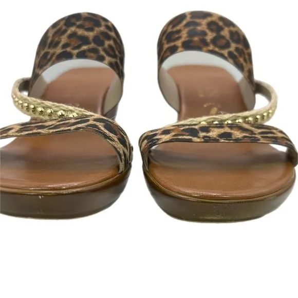 Italian Shoemakers | Adesso Brown &amp; Leopard Print Wedge Open Toe Sandals