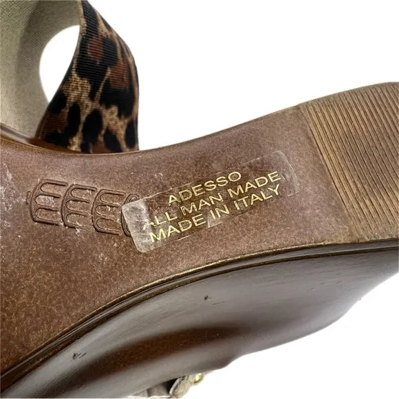 Italian Shoemakers | Adesso Brown &amp; Leopard Print Wedge Open Toe Sandals