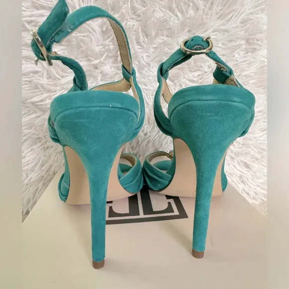 Ivanka Trump 7M Light Blue Suede Strap high Heel Sandals MSRP $80 (ItHilly). New