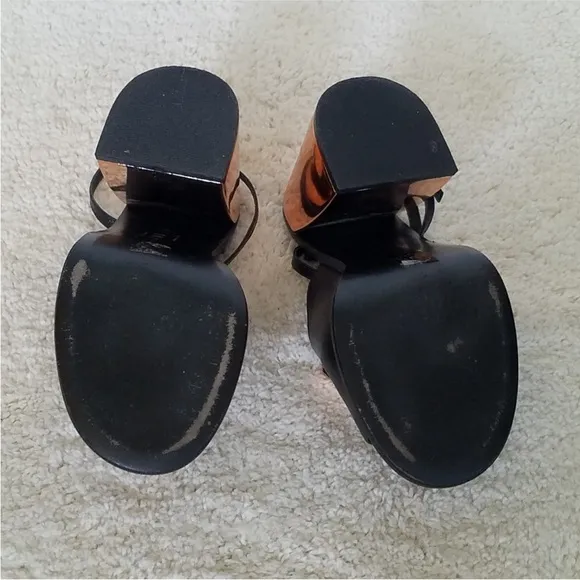 Ivy Kirzhner Black W/Rose Gold Heart &amp; Block Heel Women’s Sandals Sz 8.5 FIRM!!