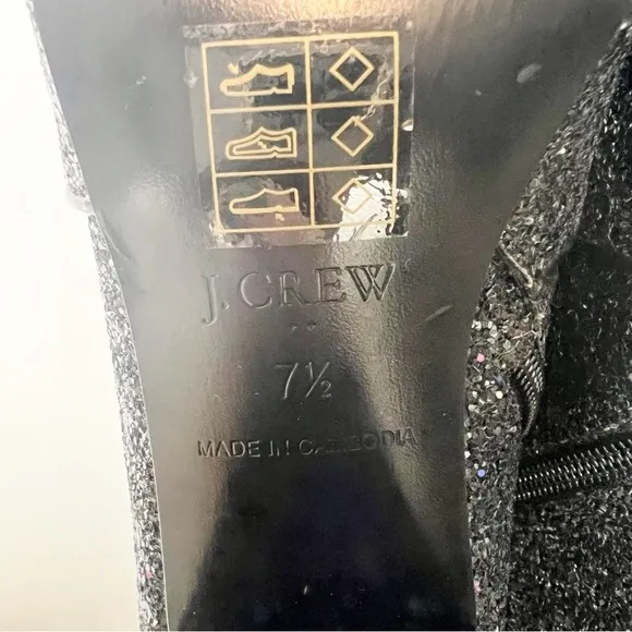 J. Crew Black Glitter Ankle Boots Size 7.5