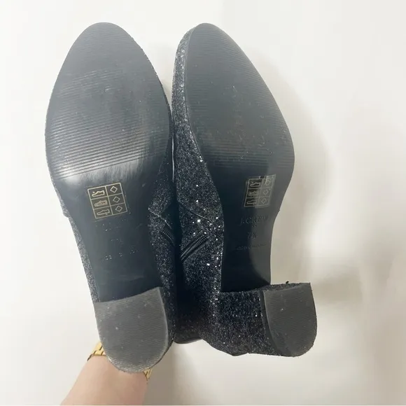 J. Crew Black Glitter Ankle Boots Size 7.5