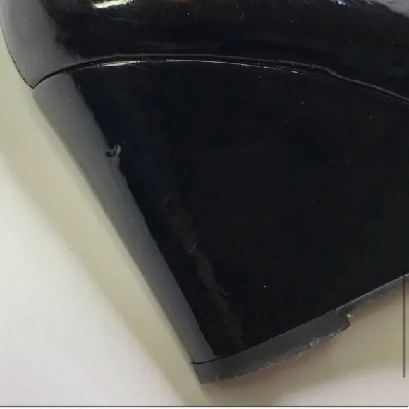 J. CREW Black Patent Leather Wedge Heels Made In Italy Size 6