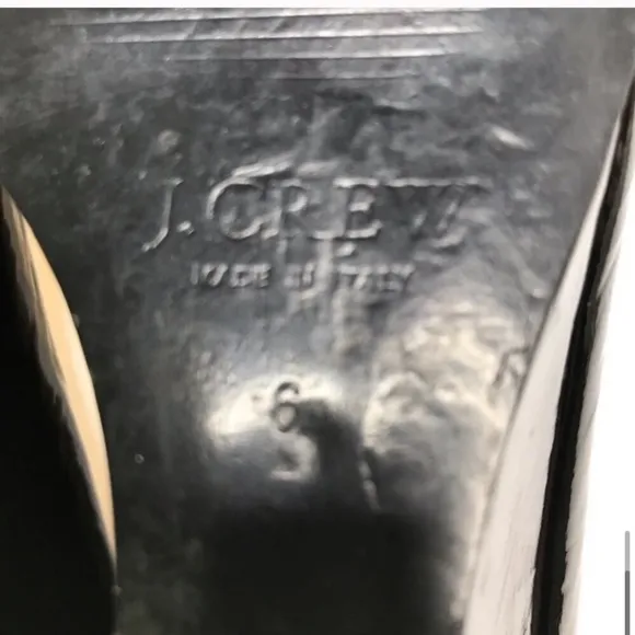 J. CREW Black Patent Leather Wedge Heels Made In Italy Size 6