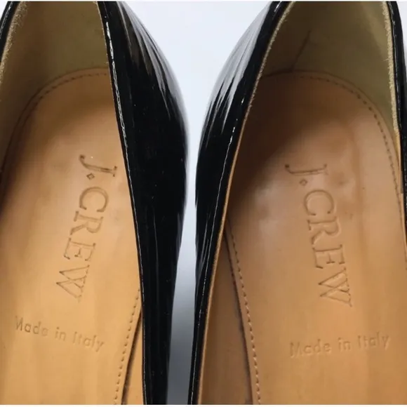 J. CREW Black Patent Leather Wedge Heels Made In Italy Size 6