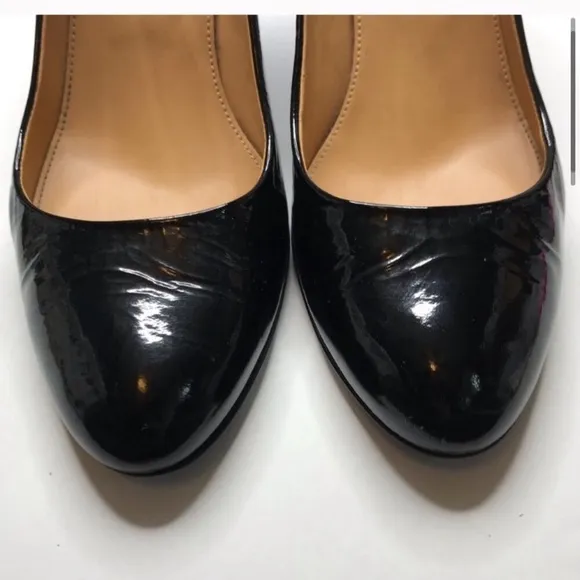 J. CREW Black Patent Leather Wedge Heels Made In Italy Size 6