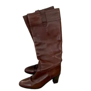 J. Crew Brown Leather Tall Boots Block Heel