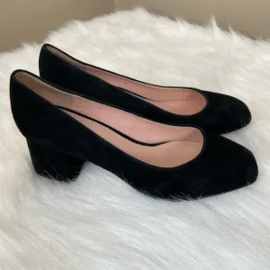 J Crew Celia Square Toe Block Heel Black Suede Pumps 7.5