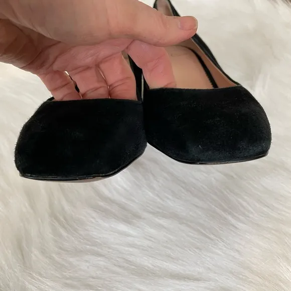 J Crew Celia Square Toe Block Heel Black Suede Pumps 7.5