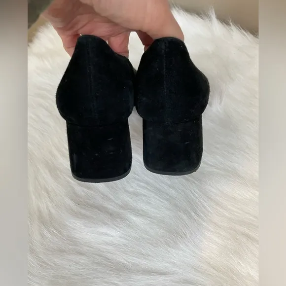 J Crew Celia Square Toe Block Heel Black Suede Pumps 7.5