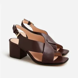 J Crew Dylan crisscross block-heel sandals in leather BT879