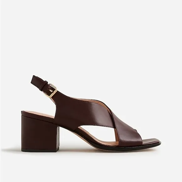 J Crew Dylan crisscross block-heel sandals in leather BT879