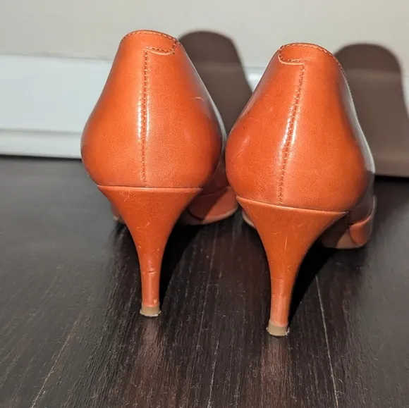 J. Crew Genuine Leather Heels Women's 7.5 Camel Brown Made In Italy Elsie Pumps