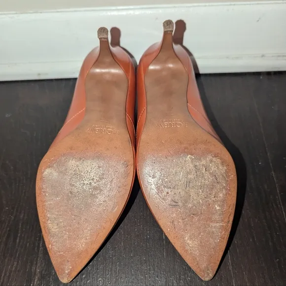 J. Crew Genuine Leather Heels Women's 7.5 Camel Brown Made In Italy Elsie Pumps