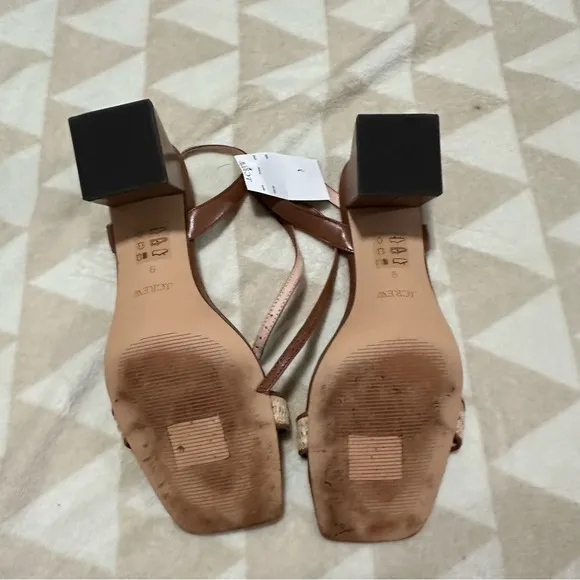 J crew Layne ankle-strap heels in raffia