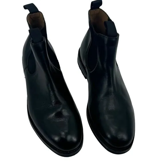 J. Crew Leather upper Kenton Chelsea Boots Pull-On Block Heel Black Size  9 NWOB