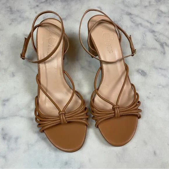 J. Crew Lucie Cognac Brown Strappy Block Heel Sandals