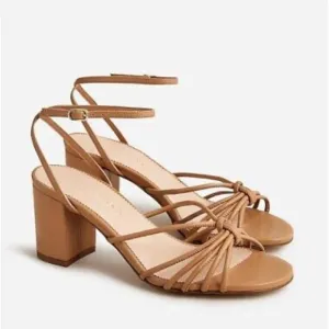 J. Crew Lucie Cognac Brown Strappy Block Heel Sandals