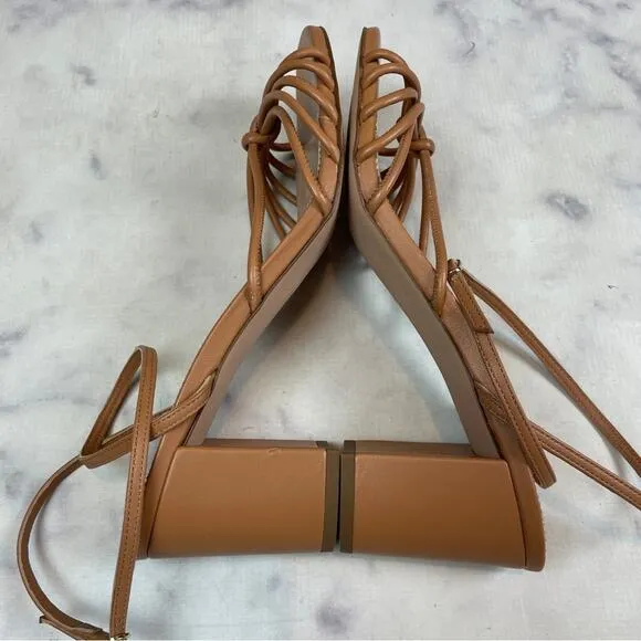 J. Crew Lucie Cognac Brown Strappy Block Heel Sandals