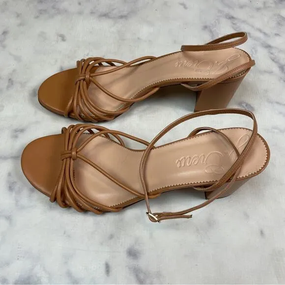 J. Crew Lucie Cognac Brown Strappy Block Heel Sandals