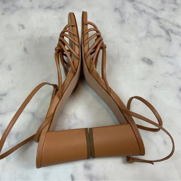 J. Crew Lucie Cognac Brown Strappy Block Heel Sandals