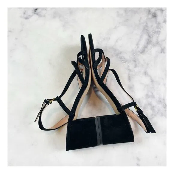 J. Crew Odette Black Suede Strappy Block Heel Sandals
