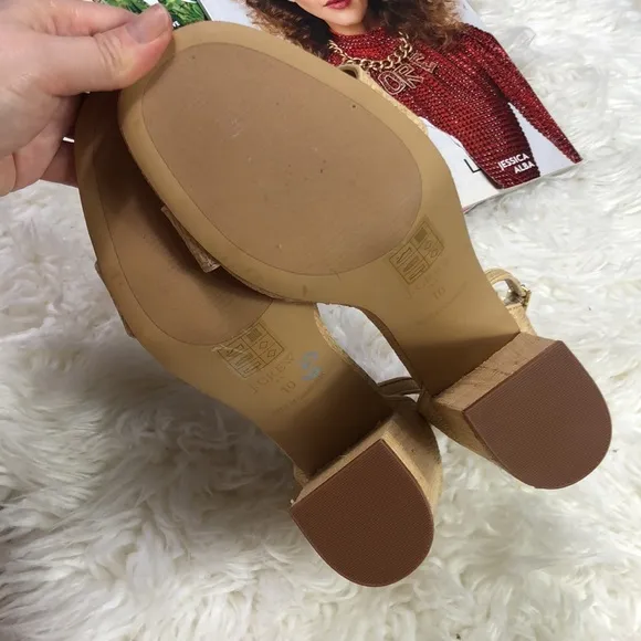 J. Crew Raffia block heel sandals
