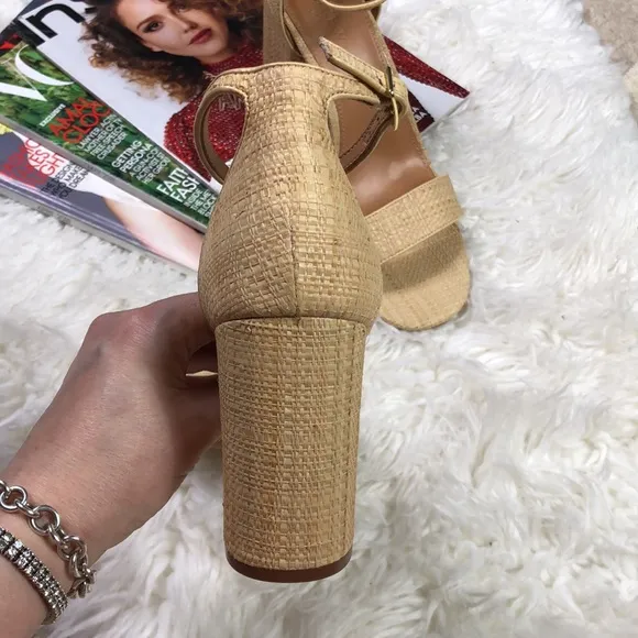 J. Crew Raffia block heel sandals