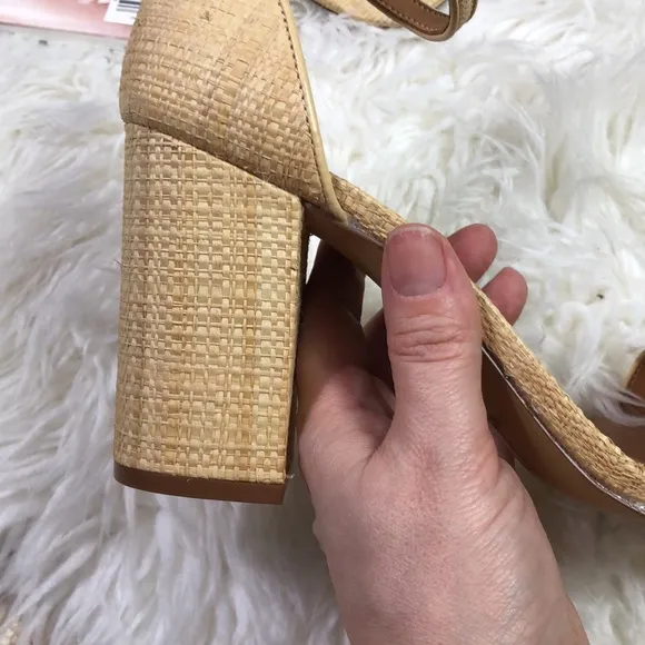 J. Crew Raffia block heel sandals