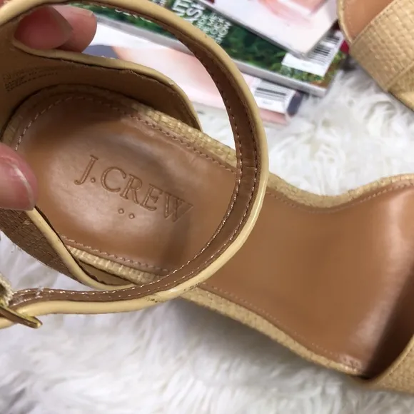 J. Crew Raffia block heel sandals