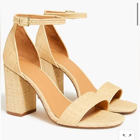 J. Crew Raffia block heel sandals