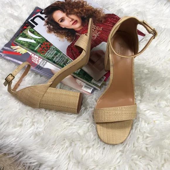 J. Crew Raffia block heel sandals