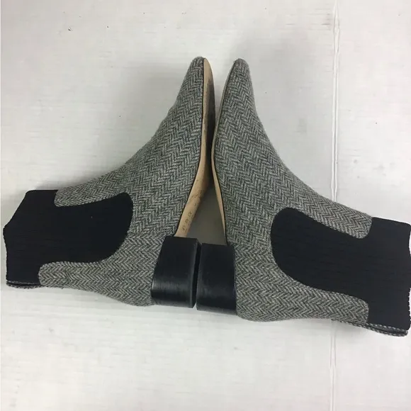 J Crew Ribbed-shaft Herringbone Chelsea Boots Women’s Size 8 Black &amp; Gray