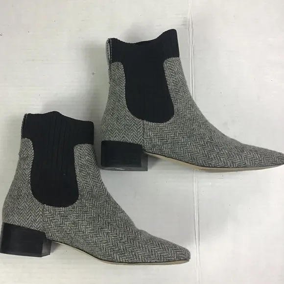 J Crew Ribbed-shaft Herringbone Chelsea Boots Women’s Size 8 Black &amp; Gray