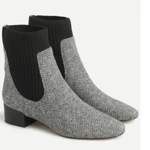 J Crew Ribbed-shaft Herringbone Chelsea Boots Women’s Size 8 Black &amp; Gray