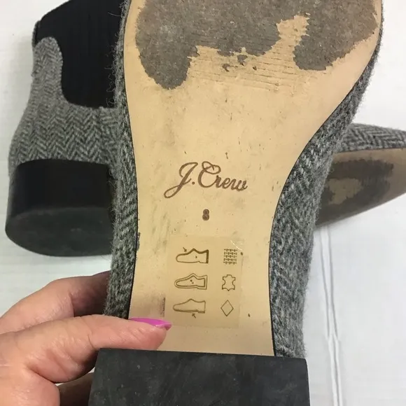 J Crew Ribbed-shaft Herringbone Chelsea Boots Women’s Size 8 Black &amp; Gray