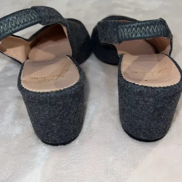 J Crew Slingback Wool/Patent Leather Heels| Color:Black/Gray …