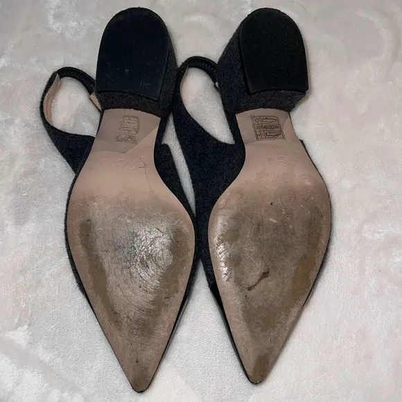 J Crew Slingback Wool/Patent Leather Heels| Color:Black/Gray …