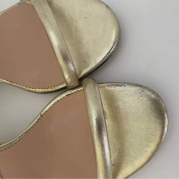J Crew Lucie Sling Back Block Heel in Metallic Leather Size 8.5